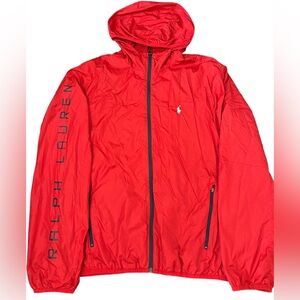 Mens Polo Ralph Lauren Red Zip Up Lightweight Windbreaker Jacket Size Medium Men